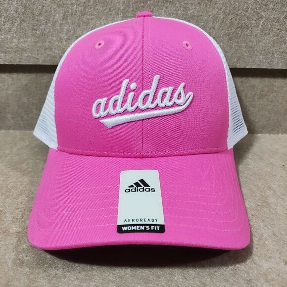 Adidas Aeroready Pink and White Snapback Mesh Trucker Hat #U - Picture 1 of 4